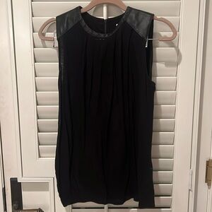 Helmut Lang black tank with leather detail